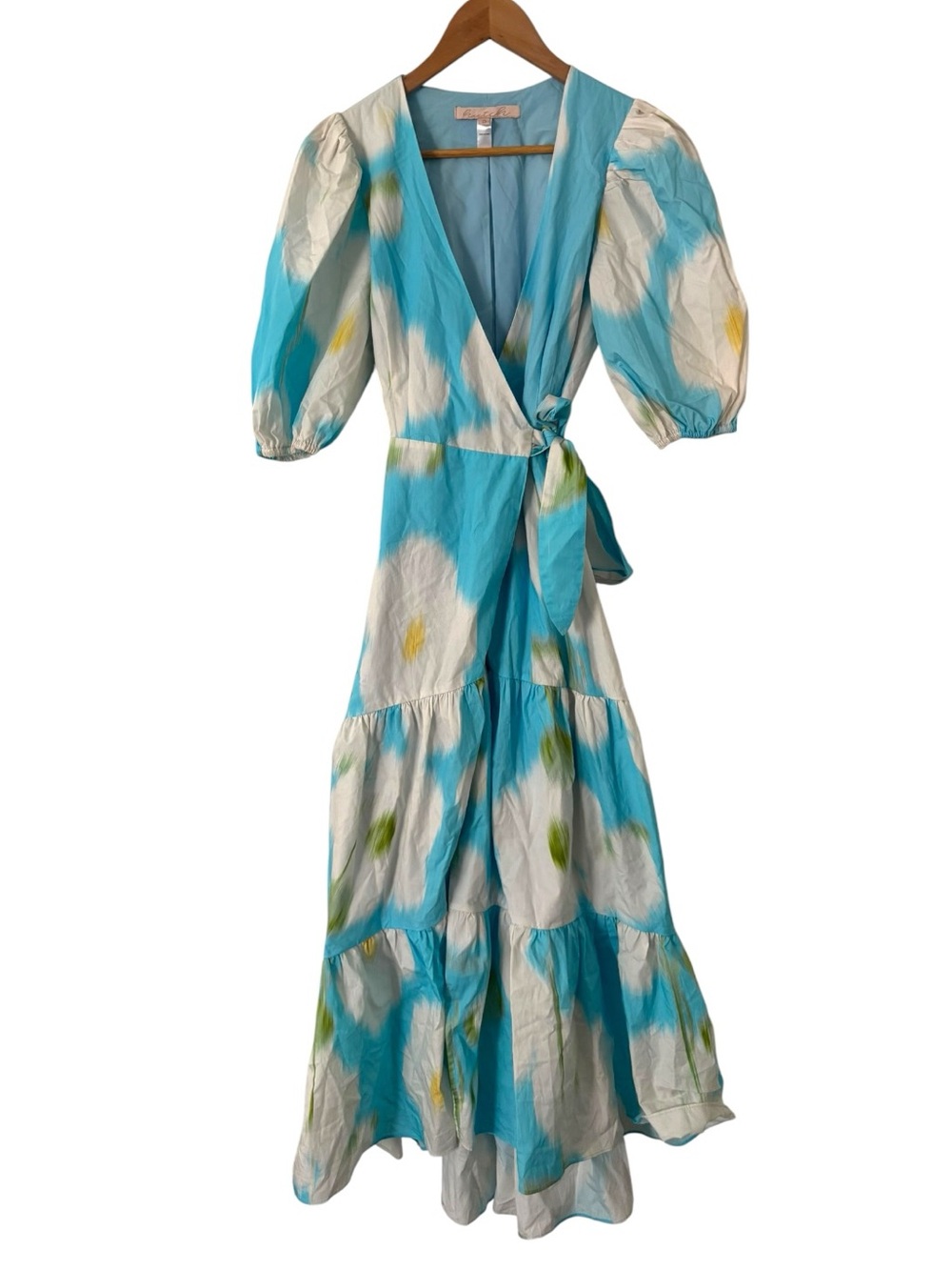 Anthropologie Hutch Marisol Puff Sleeve Floral Wrap Midi Dress - Picture 2 of 4